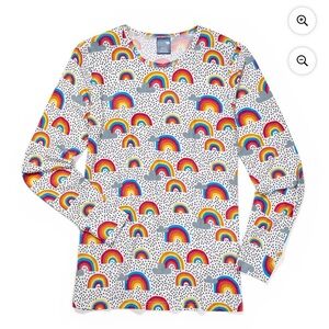 Zoe+Chloe Silky Print Tee Double Rainbow Knit